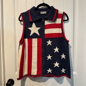 Vintage Women's Star and Stripe Patriotc Vest in Red, White, and Blue
